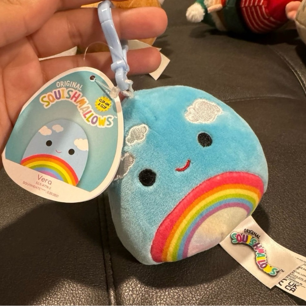 Squishmallows Vera Clip Blue and Red Stuffed Rainbow